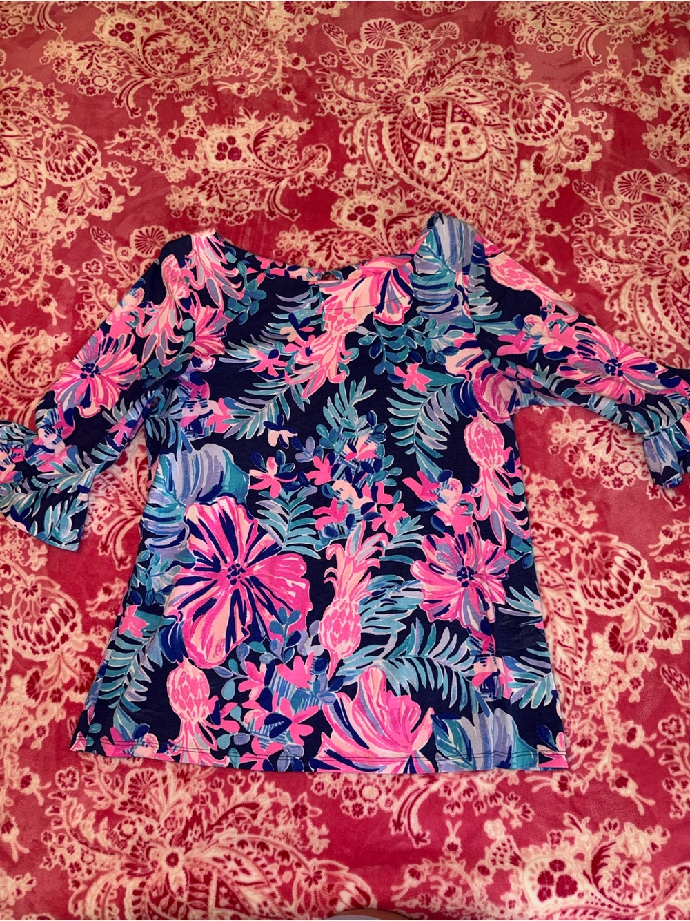Navy Floral Lilly Pulitzer 3/4 sleeve